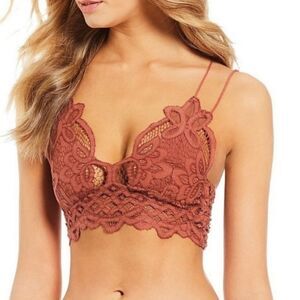 Free People Adella Crochet Lace Plunge Neck Bralette Copper